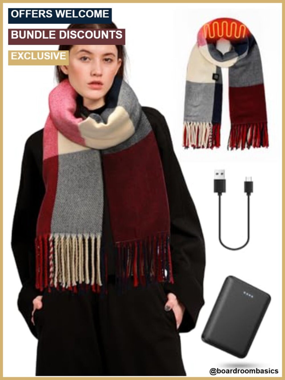 Heated Scarf Electric Neck Warmer with 5000mAh Battery Winter